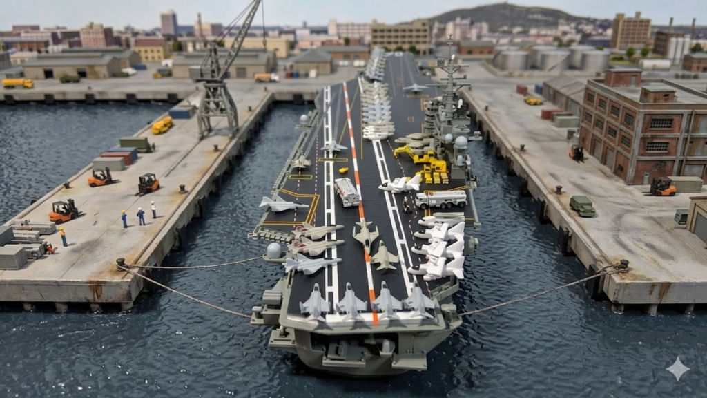 港に係留している空母カールビンソン