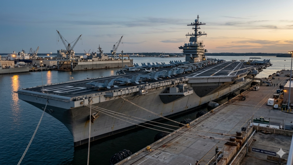 港にいる空母カールビンソン