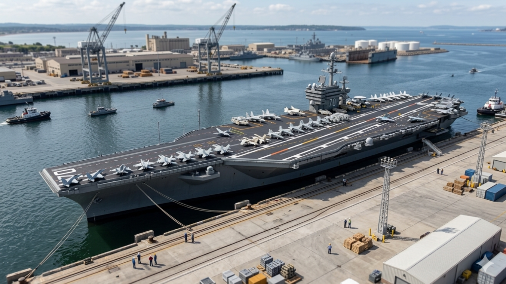 港にいる空母カールビンソン